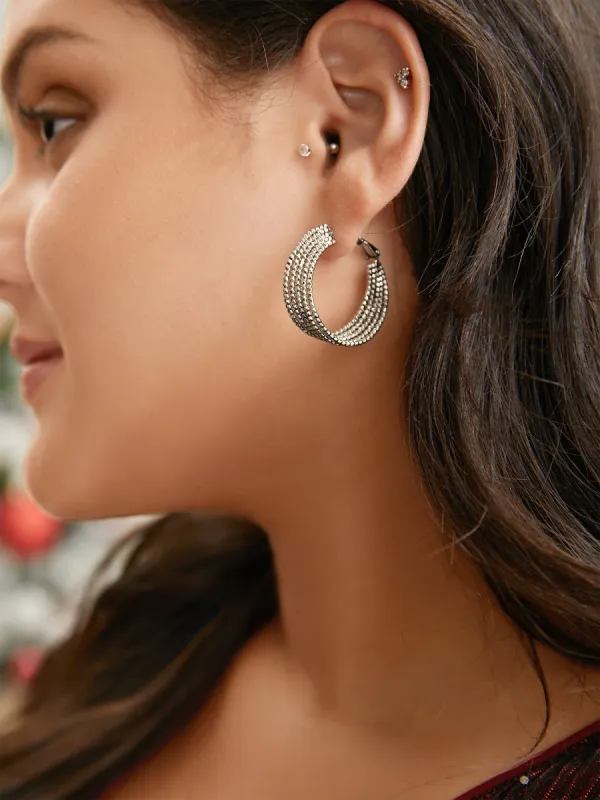 925 Silver Multi-Layered Hoop Earrings sold by Bloomchic