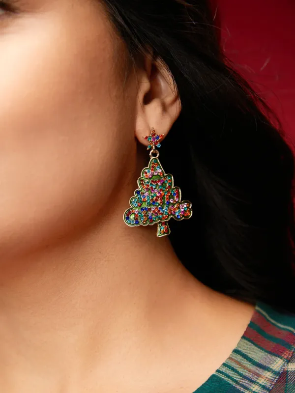 Festive Tree Multicolor Zircon Earrings sold by Bloomchic