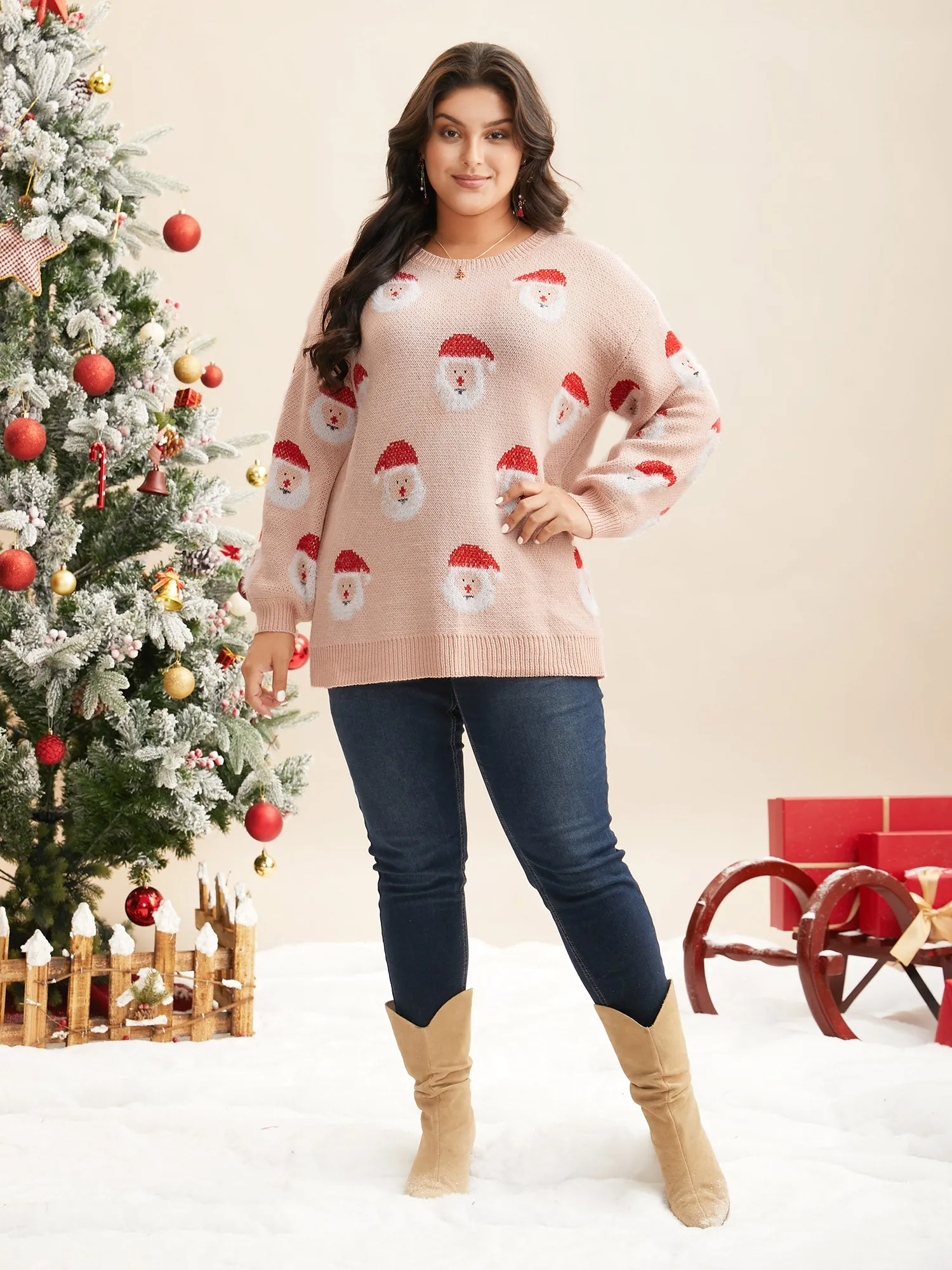 Holiday Printed Balloon Sleeves Pullover sold by Bloomchic product image thumbnail 3