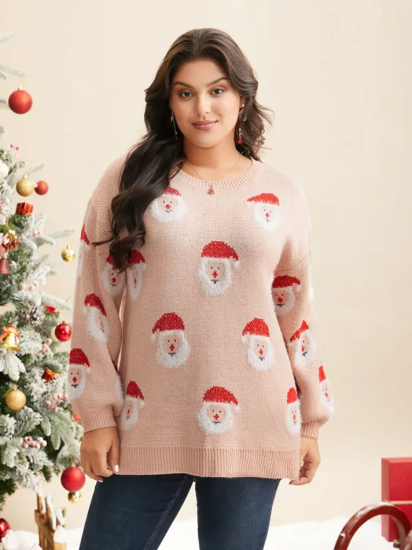 Holiday Printed Balloon Sleeves Pullover sold by Bloomchic
