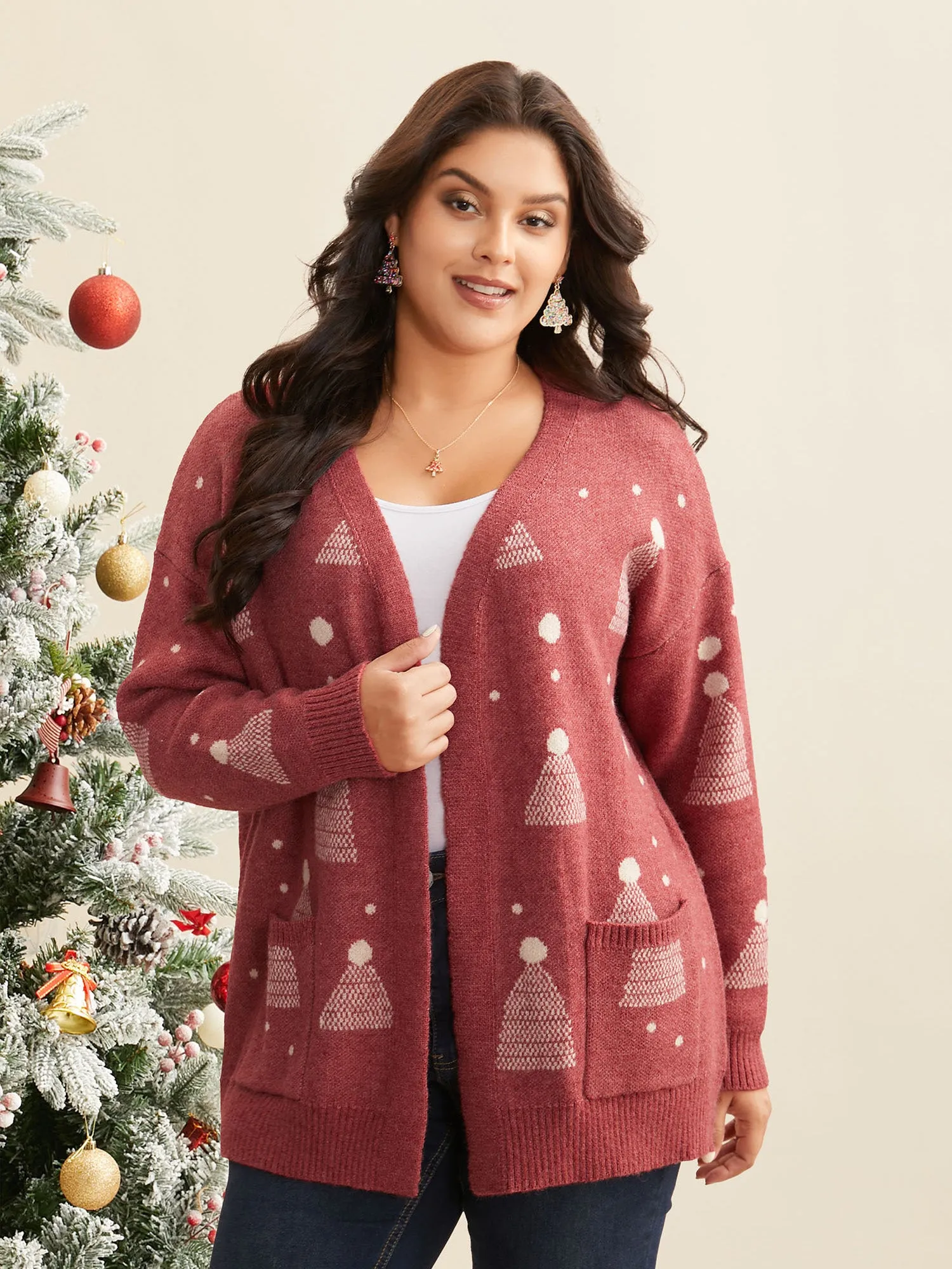 Holiday Gradient Cable Knit Cardigan sold by Bloomchic