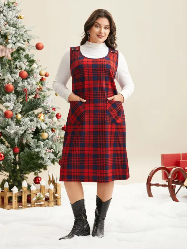 Holiday Plaid Sleeveless Stretch Midi Dress sold by Bloomchic