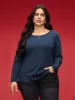 Cotton Bow-Back Detail Slit Tee sold by Bloomchic
