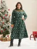 Lace Trim Sheer Neckline Midi Dress sold by Bloomchic
