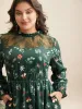 Lace Trim Sheer Neckline Midi Dress sold by Bloomchic