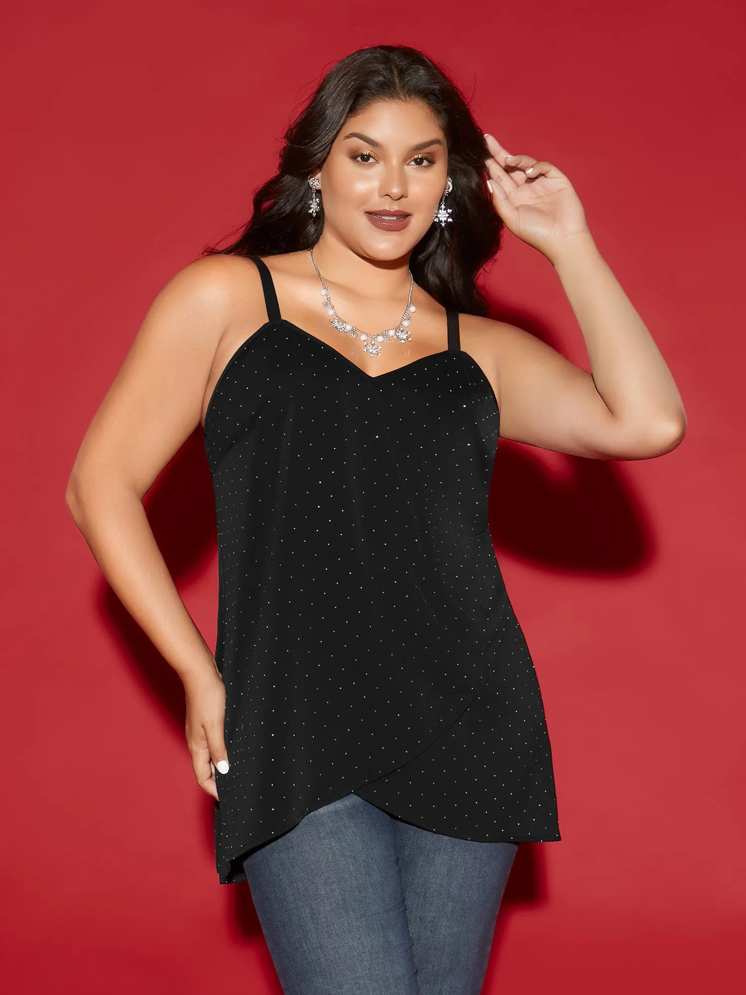 Gold Foil Asymmetrical Long Tank Top sold by Bloomchic product image thumbnail 3