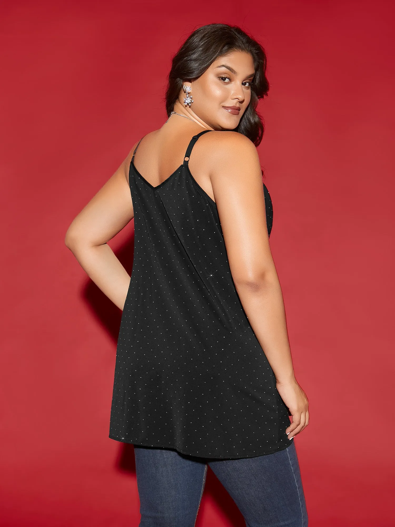 Gold Foil Asymmetrical Long Tank Top sold by Bloomchic product image thumbnail 5