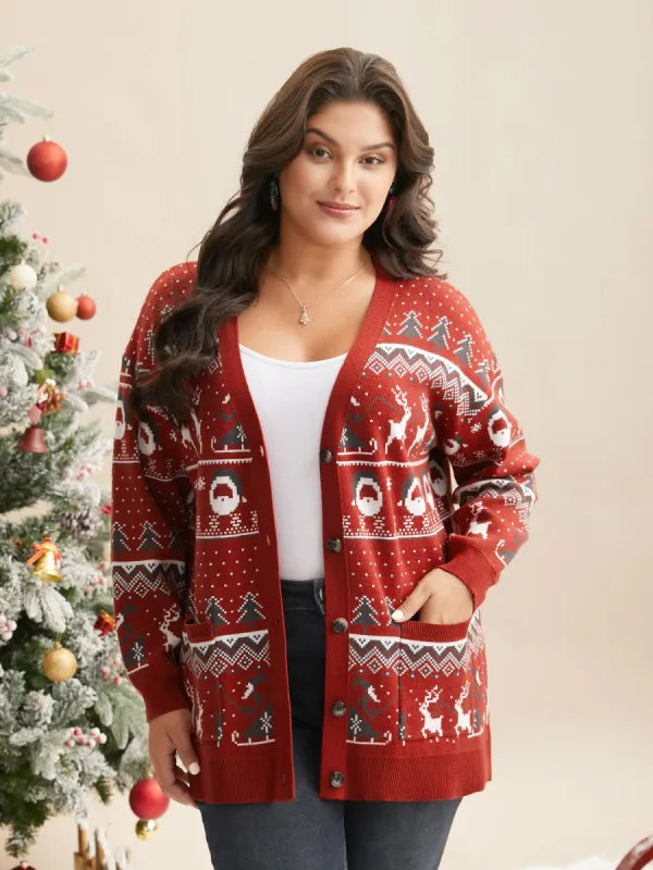 Supersoft Essentials Home-for-Holidays Button-Front Cardigan sold by Bloomchic