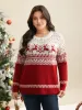 Supersoft Essentials Reindeer Print Round Neck Pullover sold by Bloomchic