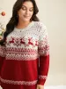 Supersoft Essentials Reindeer Print Round Neck Pullover sold by Bloomchic