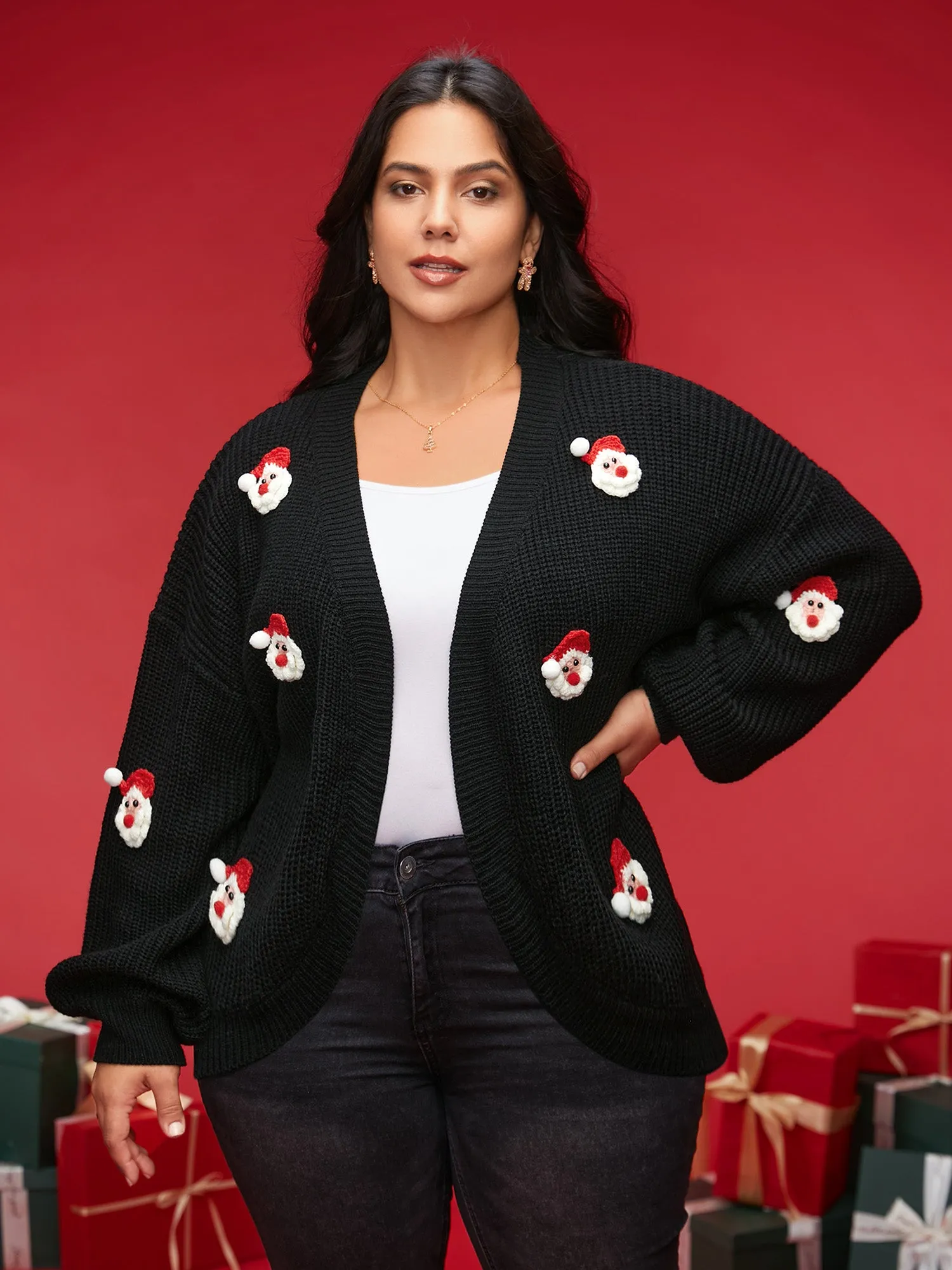 Hand Crocheted Santa Arc Hem Open Cardigan sold by Bloomchic product image thumbnail 4