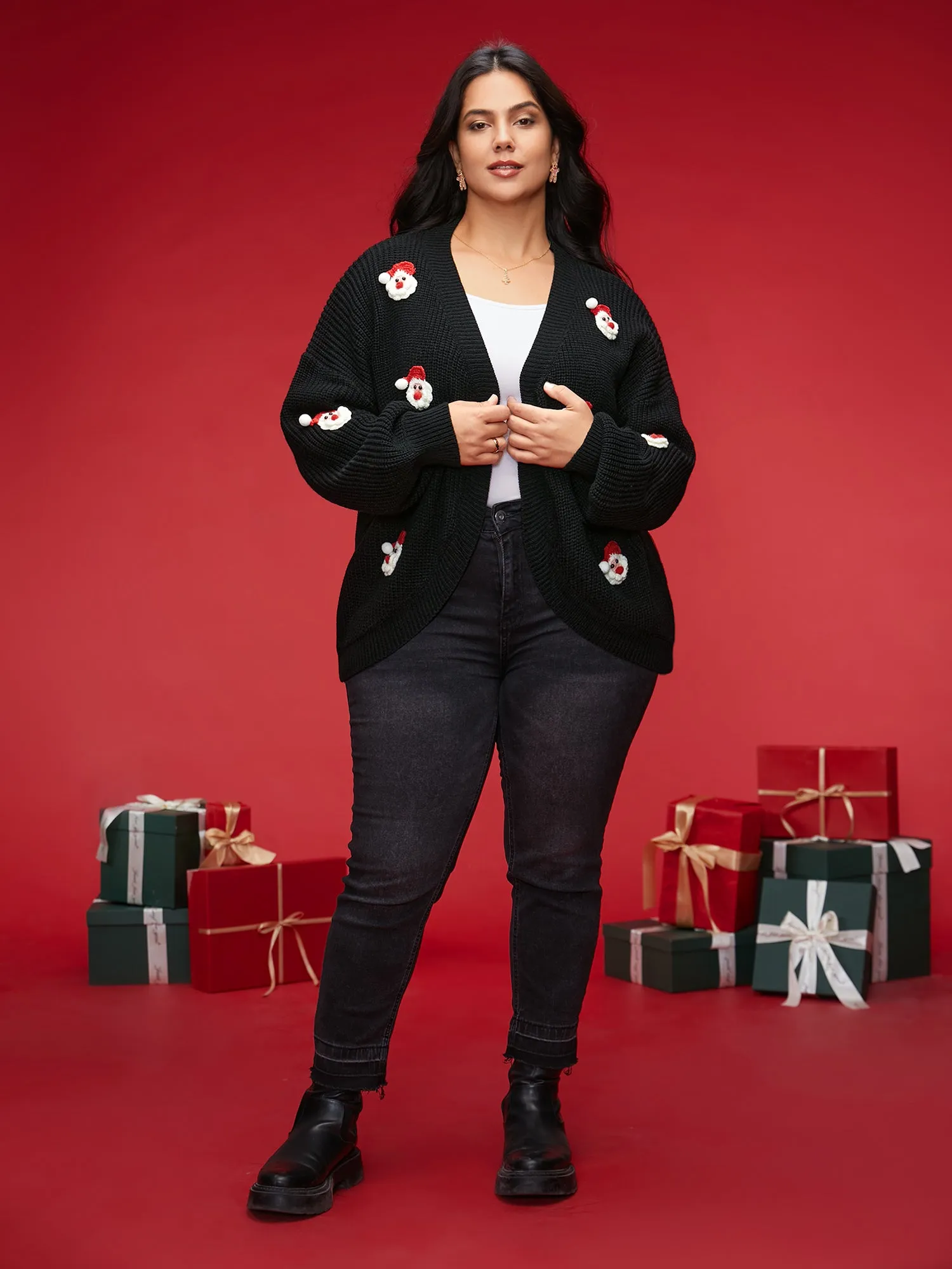 Hand Crocheted Santa Arc Hem Open Cardigan sold by Bloomchic product image thumbnail 3