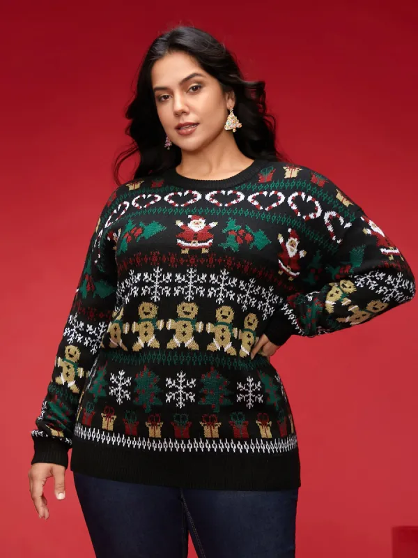 Festive Pattern Round Neck Pullover sold by Bloomchic