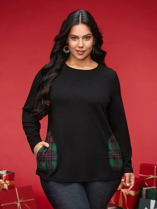 Ribbed Contrast Pocket Slim-Fit Tee sold by Bloomchic