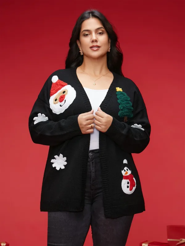 Holiday Hand-Crocheted Motifs V-Neck Cardigan sold by Bloomchic