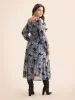 Heart Neckline Floral Contrast Webbing Dress sold by Bloomchic