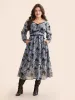 Heart Neckline Floral Contrast Webbing Dress sold by Bloomchic