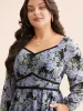Heart Neckline Floral Contrast Webbing Dress sold by Bloomchic