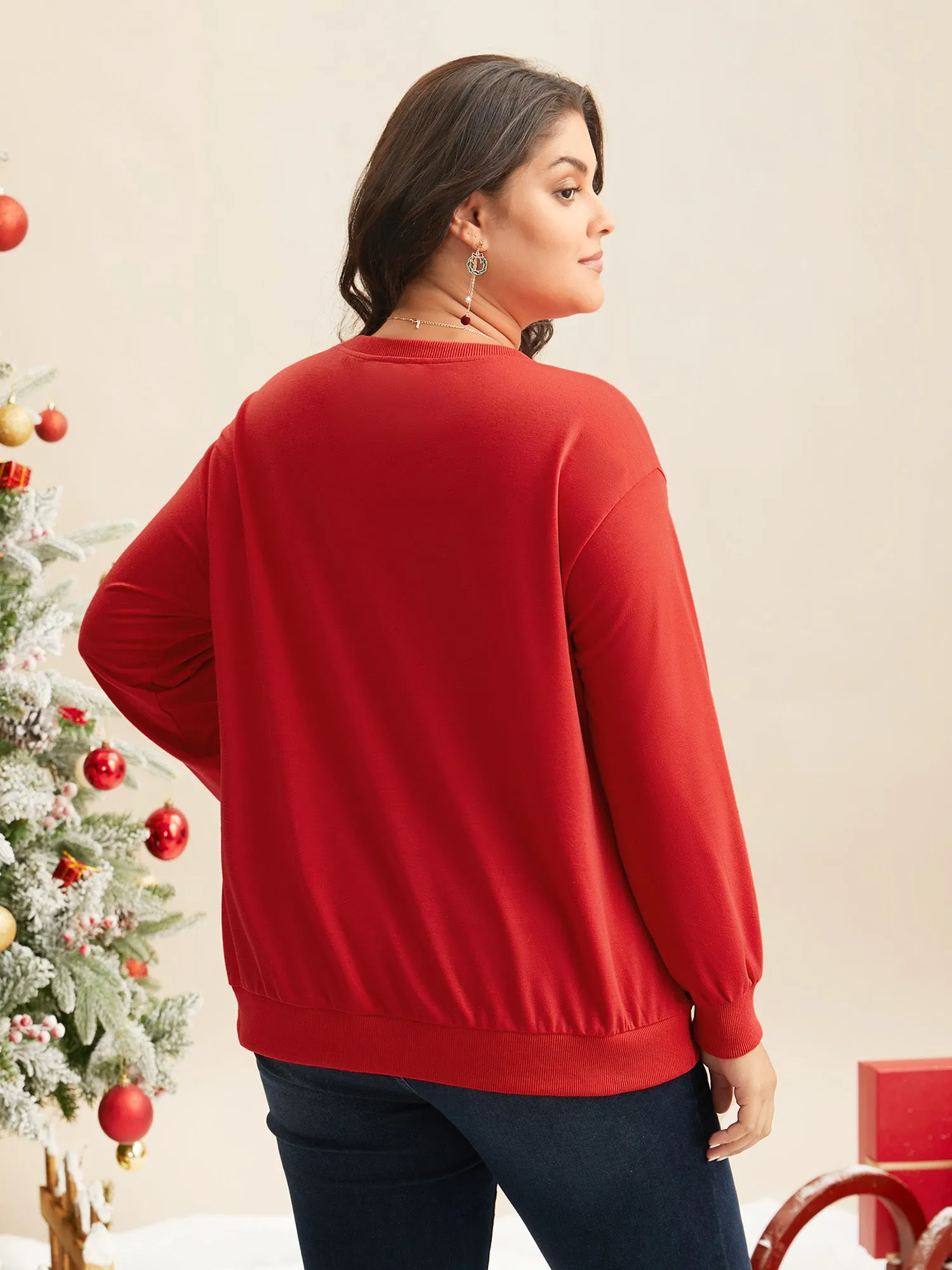 Festive Cats Print Relaxed Fit Sweatshirt sold by Bloomchic product image thumbnail 5