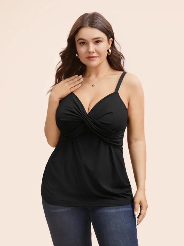Deep V Neck Twist Gathered Cami Top sold by Bloomchic