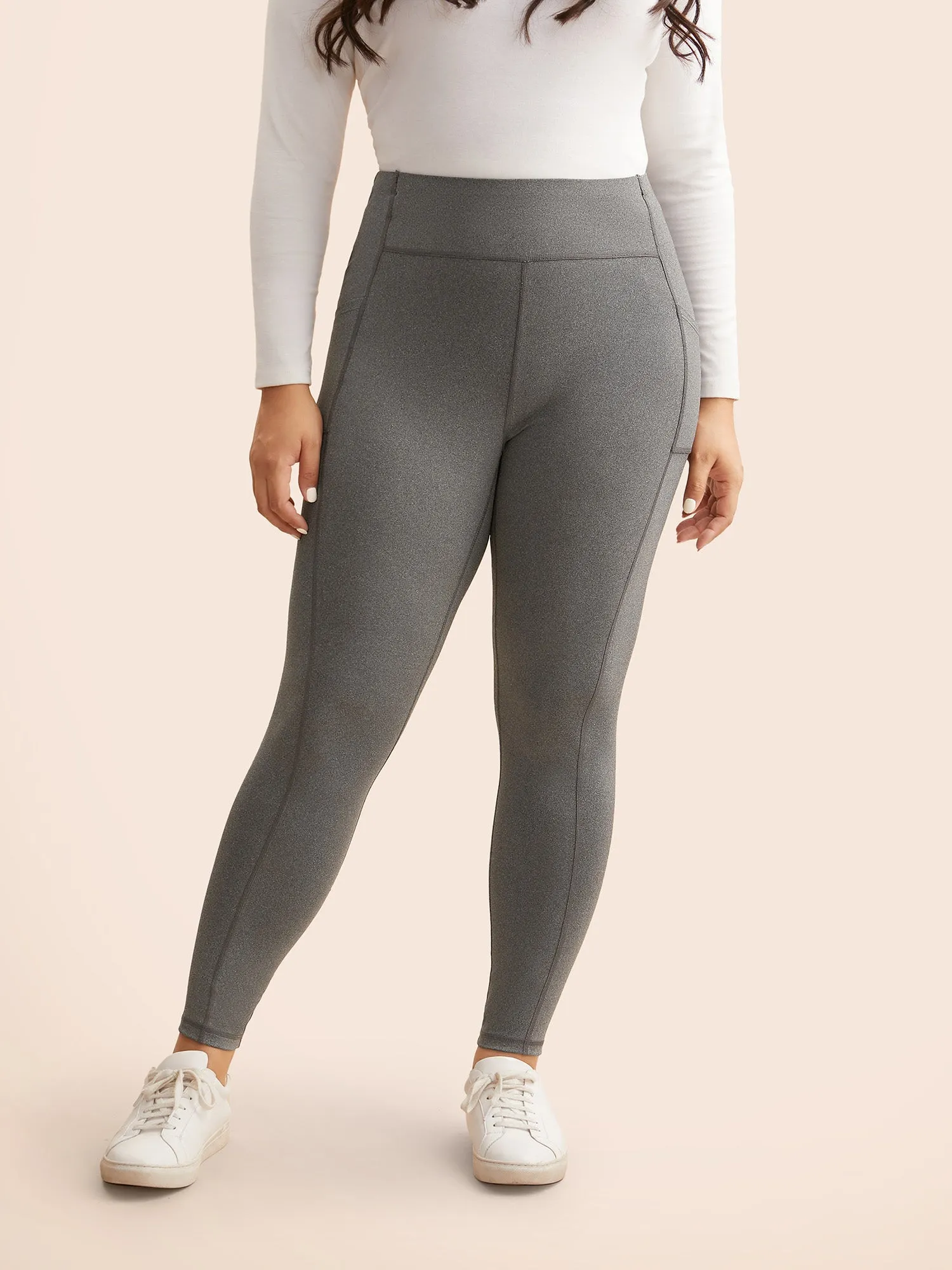 Heather Patched Pocket High Rise Leggings sold by Bloomchic product image thumbnail 4