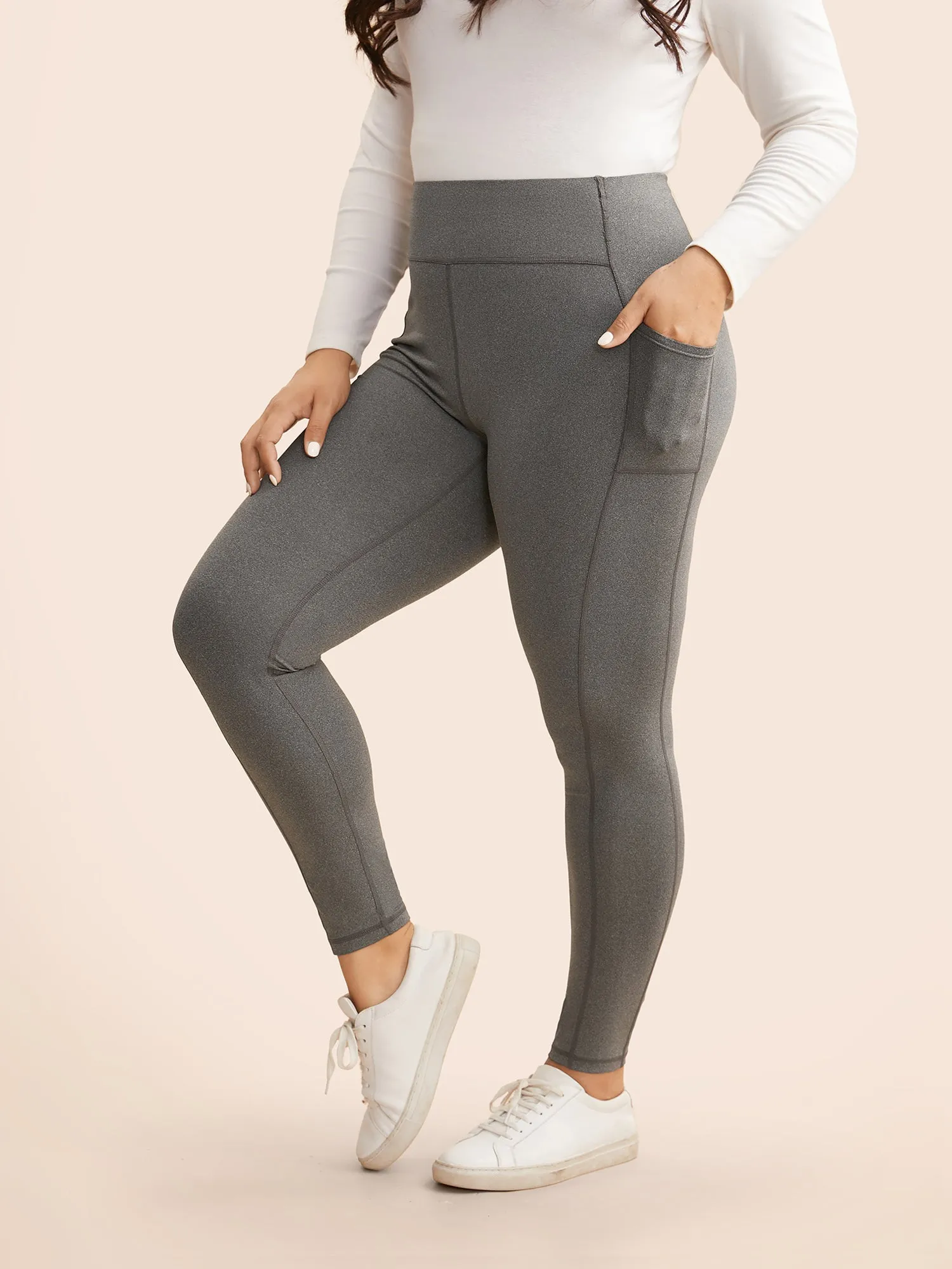 Heather Patched Pocket High Rise Leggings sold by Bloomchic