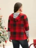 Plaid Hooded Drawstring Straight Fit Tee sold by Bloomchic