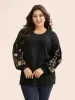 Floral Embroidered Drop Shoulder Sleeve Pullover sold by Bloomchic