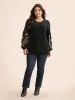 Floral Embroidered Drop Shoulder Sleeve Pullover sold by Bloomchic