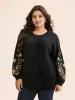 Floral Embroidered Drop Shoulder Sleeve Pullover sold by Bloomchic