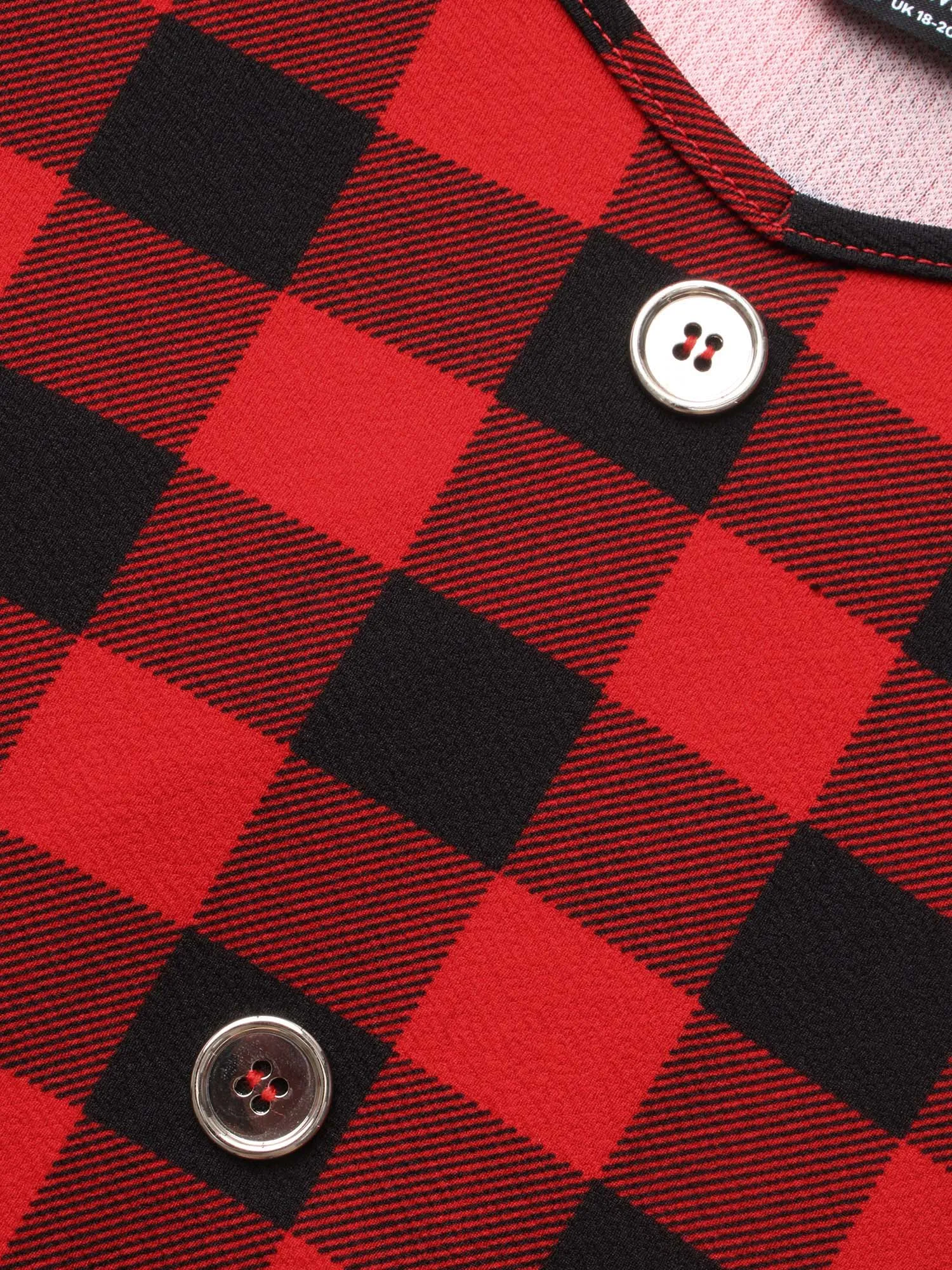 Cami Plaid Front Button Midi Dress sold by Bloomchic product image thumbnail 5