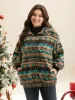 Holiday Zipper Collared Jacket sold by Bloomchic
