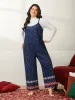 Deer-Flake Printed Straight Leg Jumpsuit sold by Bloomchic