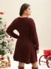 Cable Knit Fit-and-Flare Midi Sweater Dress sold by Bloomchic