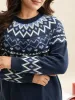 Fair Isle Yoke Pattern Crew-Neck Pullover sold by Bloomchic