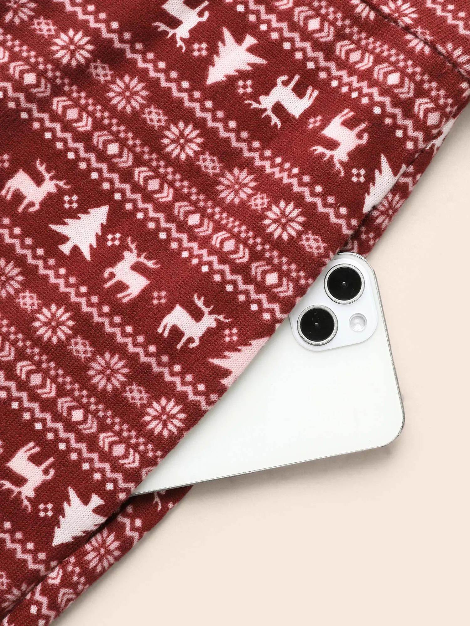 Festive Printed Wide-Leg Lounge Jumpsuit sold by Bloomchic product image thumbnail 5