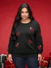 Sequin Heart Embellished Puffy Sleeves Sweatshirt sold by Bloomchic