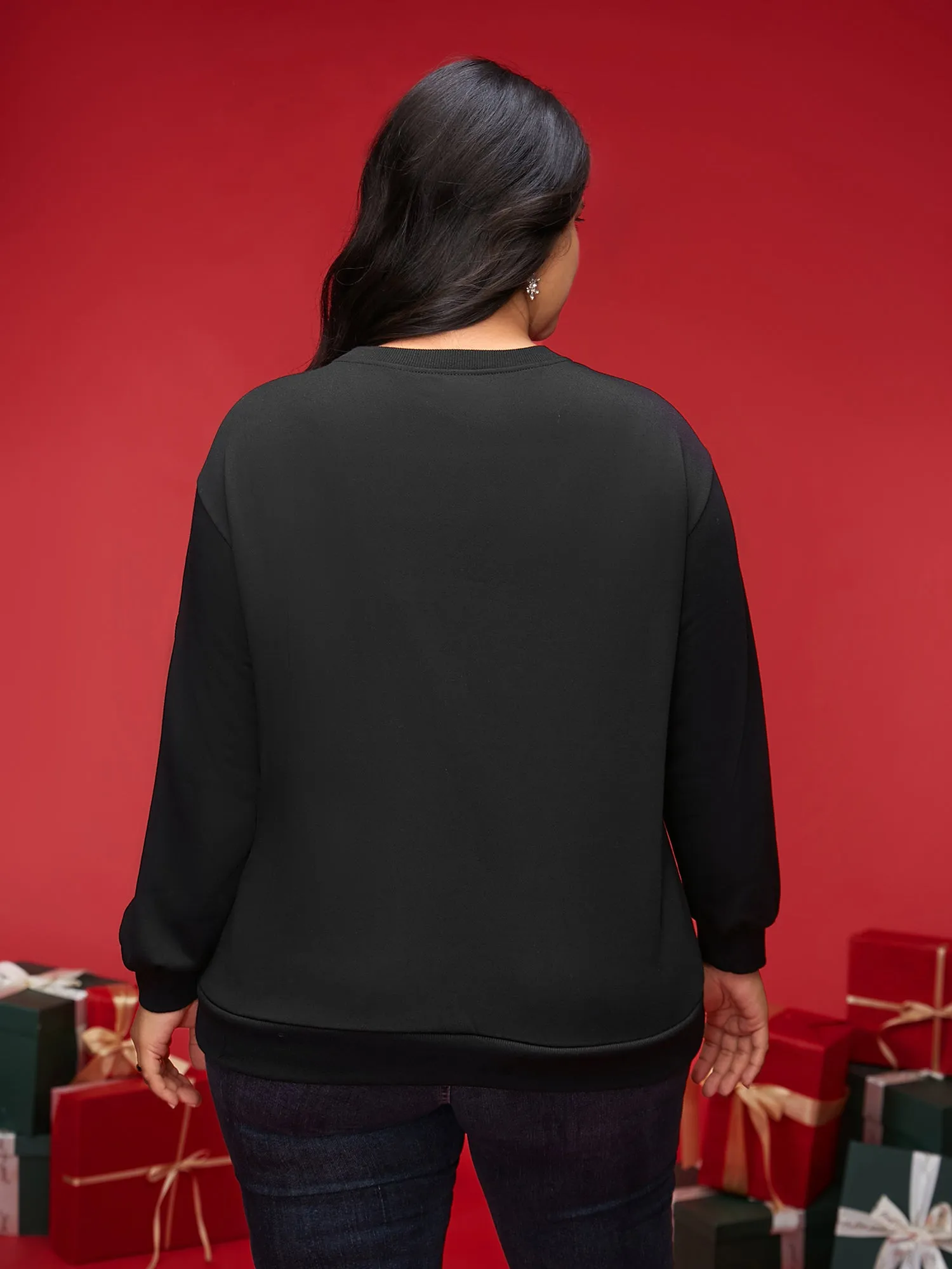 Sequin Heart Embellished Puffy Sleeves Sweatshirt sold by Bloomchic product image thumbnail 4