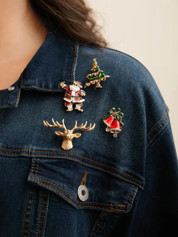 Holiday Everything Zircon Brooch Set sold by Bloomchic