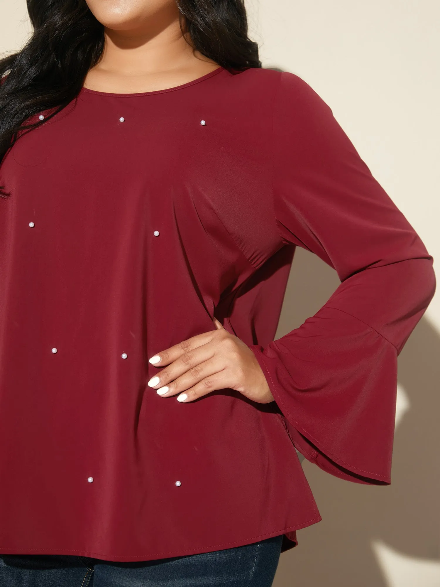 Beaded Embellished Bell Sleeves Blouse sold by Bloomchic product image thumbnail 5