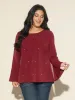 Beaded Embellished Bell Sleeves Blouse sold by Bloomchic