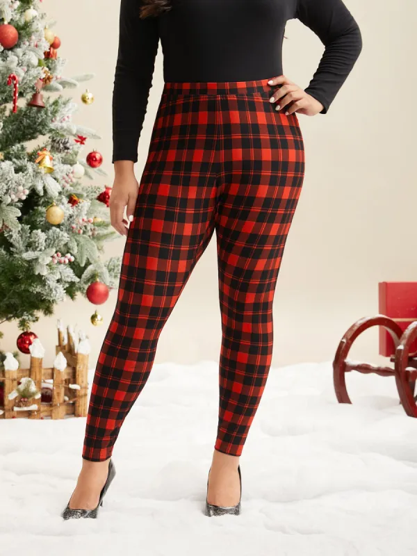 Plaid Pattern High-Waist Lounge Leggings sold by Bloomchic