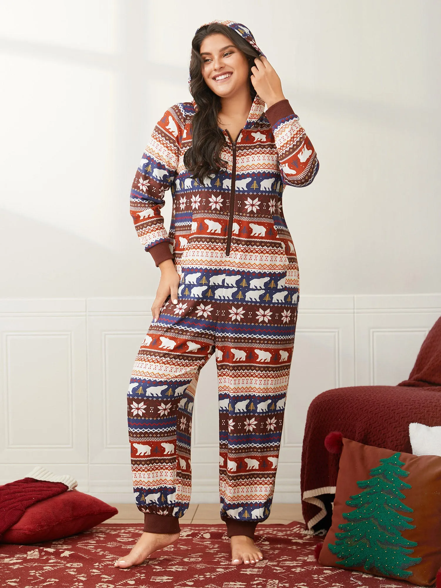 Holidazzled Printed Pockets Lounge Jumpsuit sold by Bloomchic