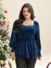 Velvet Smocked Bodice Jersey Top sold by Bloomchic