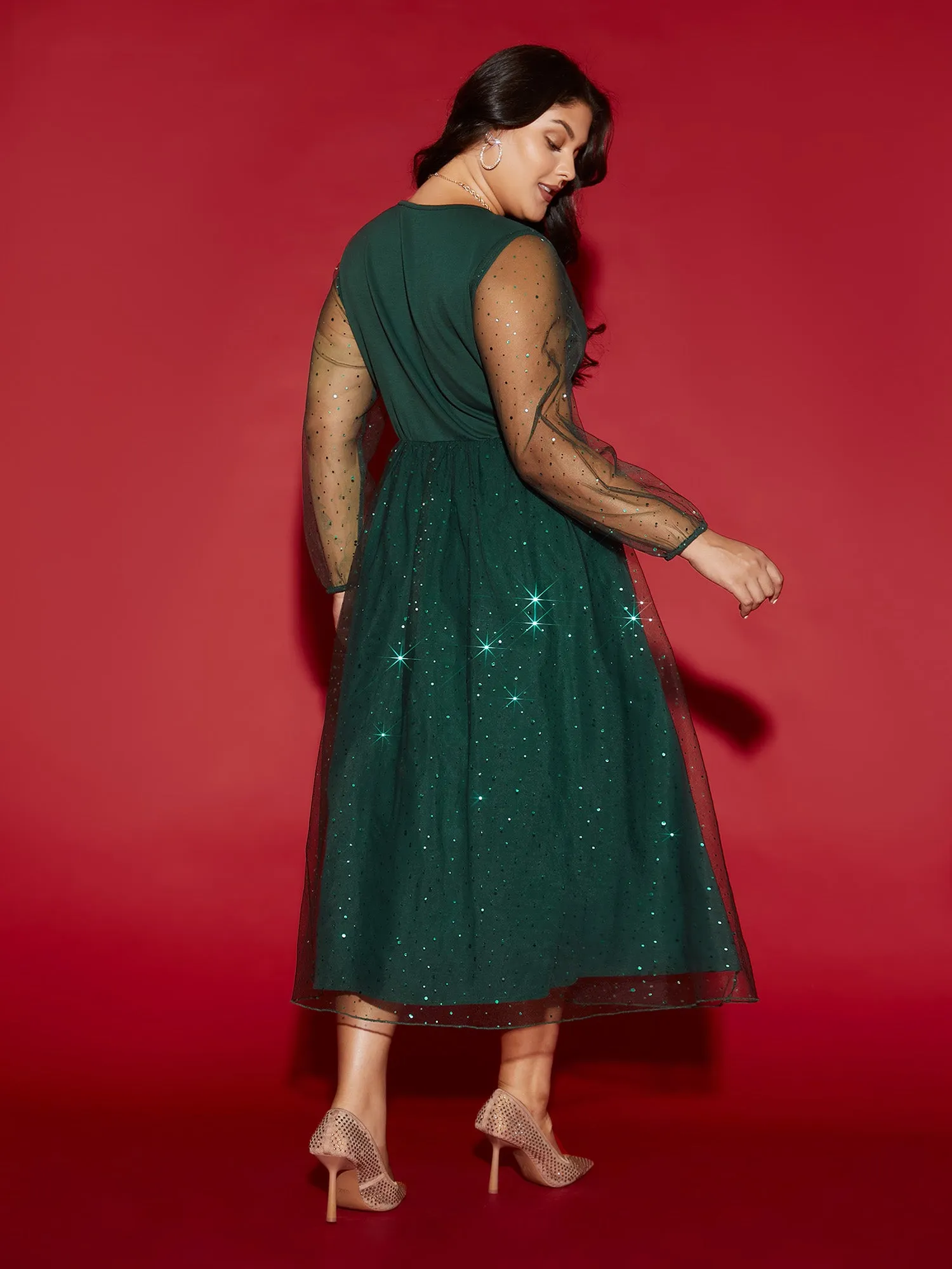 Sheer Mesh Shimmering Sequins Maxi Dress sold by Bloomchic product image thumbnail 5