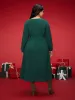 Asymmetrical Neckline Waist-Tie Midi Dress sold by Bloomchic