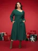 Asymmetrical Neckline Waist-Tie Midi Dress sold by Bloomchic