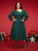 Asymmetrical Neckline Waist-Tie Midi Dress sold by Bloomchic