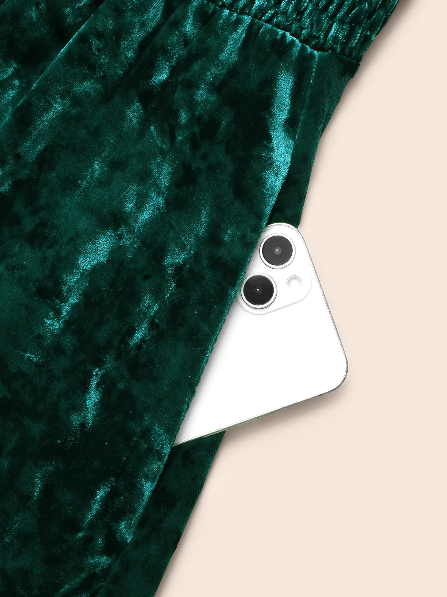 Velvet Smocked Bodice Tiered Hem Midi Dress sold by Bloomchic product image thumbnail 5