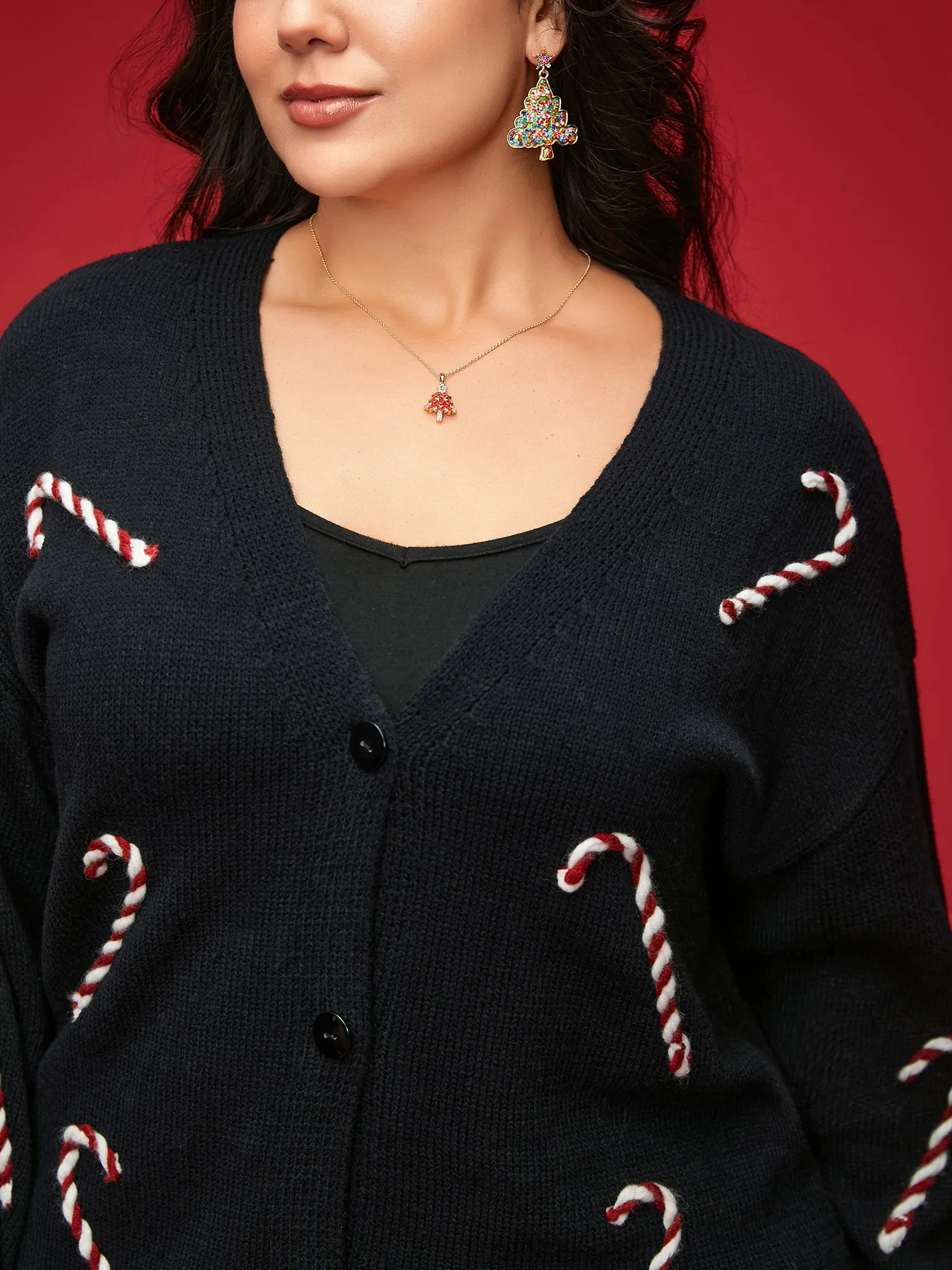 Hand Crocheted Candy Cane V-neck Cardigan sold by Bloomchic product image thumbnail 5